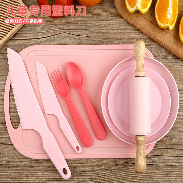 Children's Fruit Knife Not Easy to Hurt Hands Plastic Kitchen Knife for Kindergarten Safety Small Knife Set Early Education Baby
