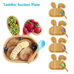 Bamboo Bowl And Plate Bear Dinner Plate Silicone Spoon Set